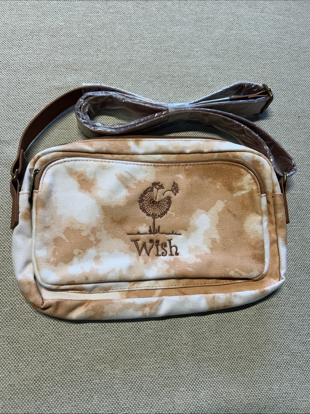 ‘ Wish ‘ 31 brand - Beige Tie-Dye Canvas Crossbody Purse